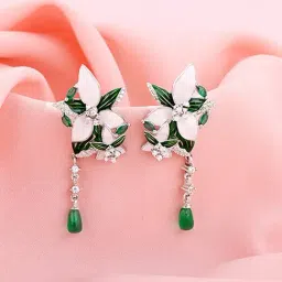 GIVA 92.5 Sterling Silver Bhumi Silver Majestic Trillium Drop Earrings-picture-40