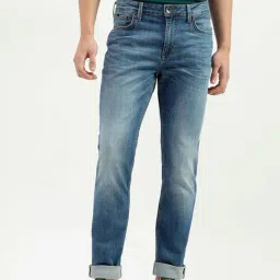United Colors of Benetton Medium Blue Slim Fit Lightly Washed Jeans-image-9