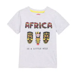Under Fourteen Only Kids Grey Melange Printed T-Shirt image 1