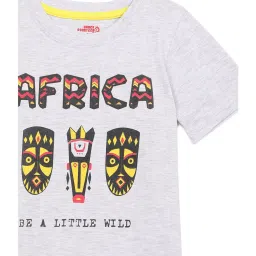 Under Fourteen Only Kids Grey Melange Printed T-Shirt image 3