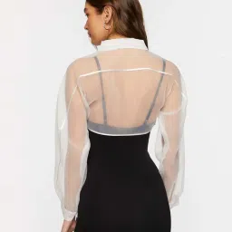 Forever 21 White Regular Fit Crop Shirt image 2