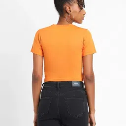 Forever 21 Orange Cotton Printed Crop Top image 2