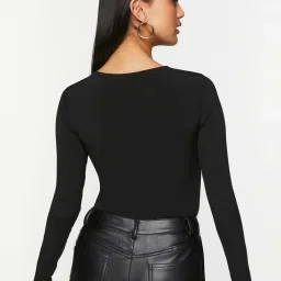 Forever 21 Black Full Sleeves Bodysuit image 2