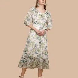 Global Republic Multicolor Floral Print A Line Dress-image-27