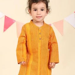 Fabindia Infant Boys Yellow Cotton Printed Kurta-picture-13