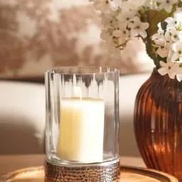 Pure Home and Living Silver Hammered Cylindrical Small Candle Holder-image-43