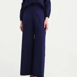 RAREISM Navy Cotton Straight Fit Trouser image 3