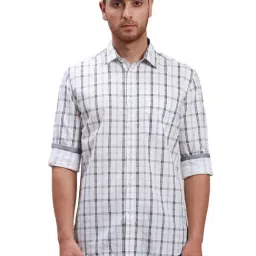Parx White Pure Cotton Slim Fit Checks Shirt-image-34
