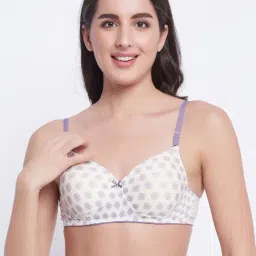 Clovia Beige & Purple Non Wired Padded T-Shirt Bra-picture-26