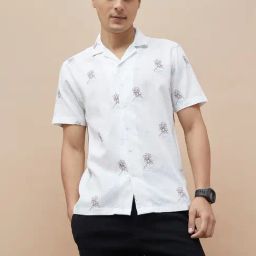 Code By Lifestyle White Cotton Regular Fit Embroidered Shirt-picture-31