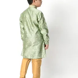 Pro-Ethic Style Developer Kids Light Green & Beige Printed Full Sleeves Kurta with Pyjamas image 2