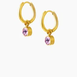 SWASHAA Diamond Girls 18K Gold Plated Hoop Earrings-image-76
