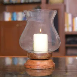 HOSLEY Transparent Glass Pillar Candle Holder with Pillar Candle-picture-11