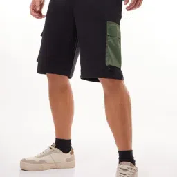 Bewakoof Black Relaxed Fit Others Cargo Shorts-image-93