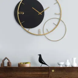 CHRONIKLE Black And Golden Iron Elegant Round Rings Style Analog Wall Clock-image-22