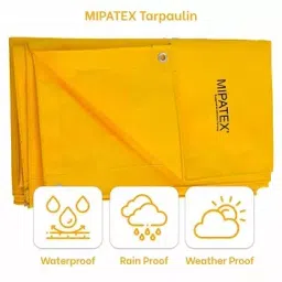 Mipatex 36ftx12ft 200 GSM HDPE Waterproof Tarpaulin Sheet Yellow image 2