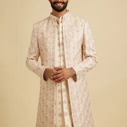 Manyavar Men Embroidered Mandarin Collar Sherwani Set image 5