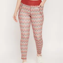 Clovia Multicolor Printed Mid Rise Tights image 1