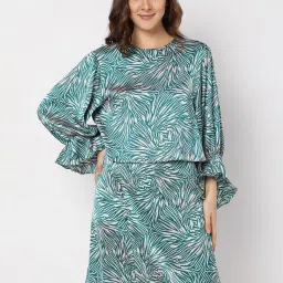 Vero Moda Green & Pink Printed Top image 1