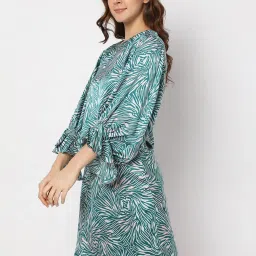 Vero Moda Green & Pink Printed Top image 3