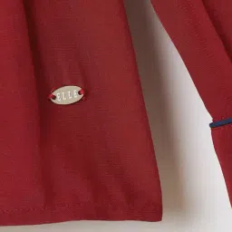 Elle Girls Red Solid Regular Fit Top image 5