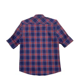 Cavio Kids Blue & Orange Cotton Chequered Full Sleeves Shirt image 2