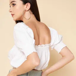 High Star White Crop Top image 2