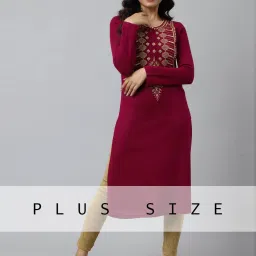 Aurelia Pink Embroidered Straight Kurta image 1