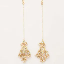 Dugran By Dugristyle Pearl White Dangler Earrings with Kundan & Pearls for Women image 2