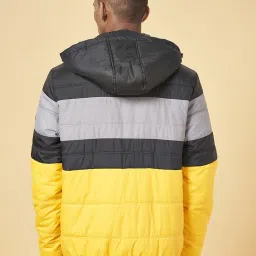 Urban Ranger by Pantaloons Mustard & Black Regular Fit Quilted Hooded Jacket image 2