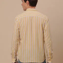 Wrangler Brown & Yellow Cotton Regular Fit Striped Shirt image 2