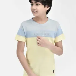 Crimsoune Club Kids Blue & Yellow Color Block T-Shirt-image-35