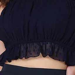 SELVIA Navy Regular Fit Crop Top image 5