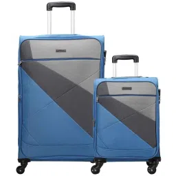 Carriall Blue 4 Wheel Large Soft Cabin Trolley Set of 2 - 78 cm image 1