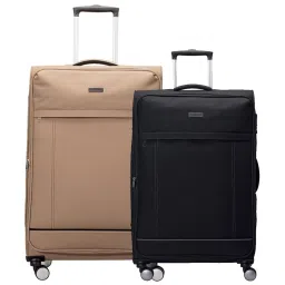 Carriall Beige & Black 4 Wheel Large Soft Cabin Trolley Set of 2 - 79 cm image 1