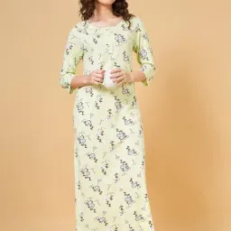 YU by Pantaloons Green Cotton Printed Night Gown image 4
