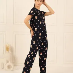 Sweet Dreams Navy Cotton Animal Print Pyjama Set image 3