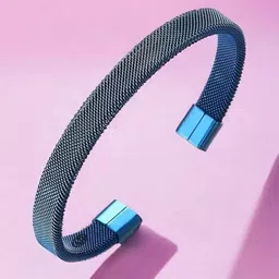 MEENAZ Men Silver Plated Stainless Steel Kada Bracelet image 3