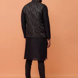 KISAH Mandarin Collar Woven Design Nehru Jacket image 5