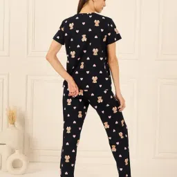 Sweet Dreams Navy Cotton Animal Print Pyjama Set image 2