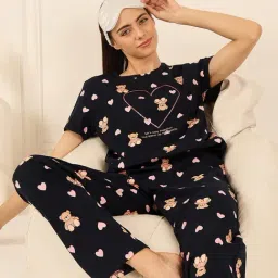 Sweet Dreams Navy Cotton Animal Print Pyjama Set image 5