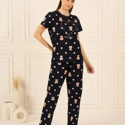 Sweet Dreams Navy Cotton Animal Print Pyjama Set-picture-47
