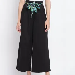 Fabindia Black Cotton Regular Fit Palazzos image 1