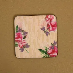 ICRAFT Dragon Fly Series Orange & Pink Mdf Coaster - Set of 6 image 3