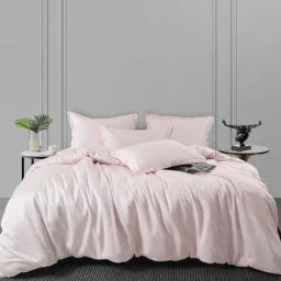 mytrident MyMytrident Nectarsoft King Bedsheet, 600 TC, 100% Cotton, Light Pink-picture-0