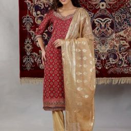 Aurelia Golden Printed Dupatta-image-79