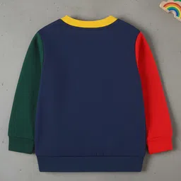 YK Navy Blue Long Sleeve Printed Kids Sweaters image 2