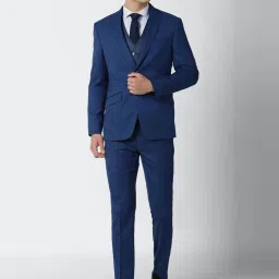 Peter England Navy Slim Fit Self Pattern Three Piece Suit image 1