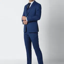 Peter England Navy Slim Fit Self Pattern Three Piece Suit image 3