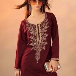 Libas Maroon Straight Fit Embroidered Kurta image 5